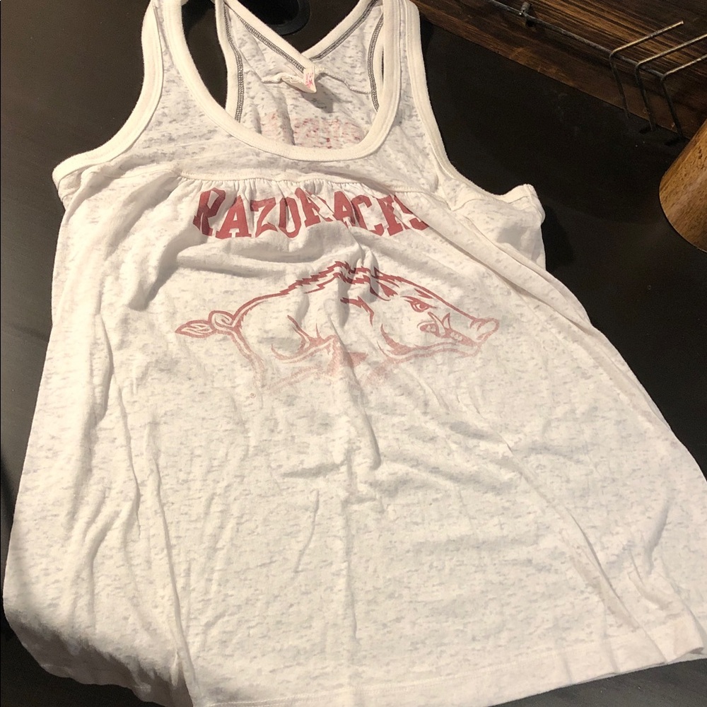 Razorbacks Women's White Racerback Tank Top pink Victoria’s